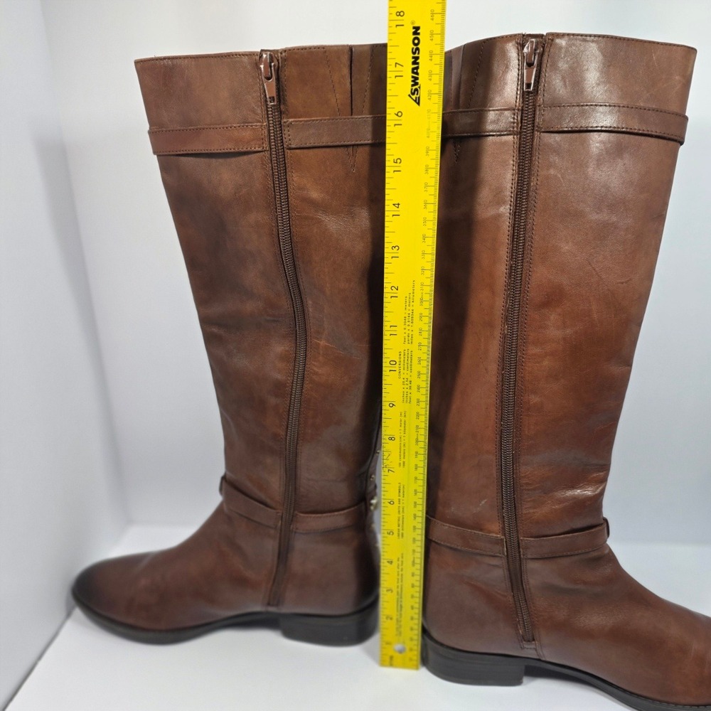 Vince Camuto Prexlee Riding Boots 8.5M Brown Leather Studded Tall Equestrian Y2K - Picture 6 of 9